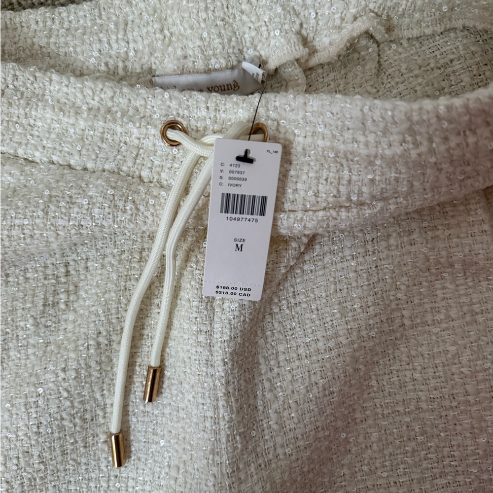 NWT Anthropologie Bishop + Young Tweed Pull On Pants Ivory Size M - Picture 3 of 4